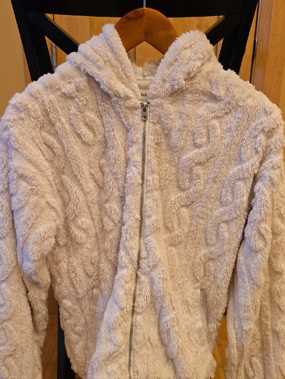 abercrombie kids Cream Faux-Fur Hooded Jacket